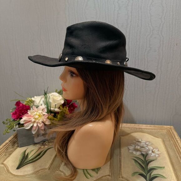 Minnetonka The Outback Buffalo Nickel Hat Genuine Leather Black Sz S - Picture 4 of 16